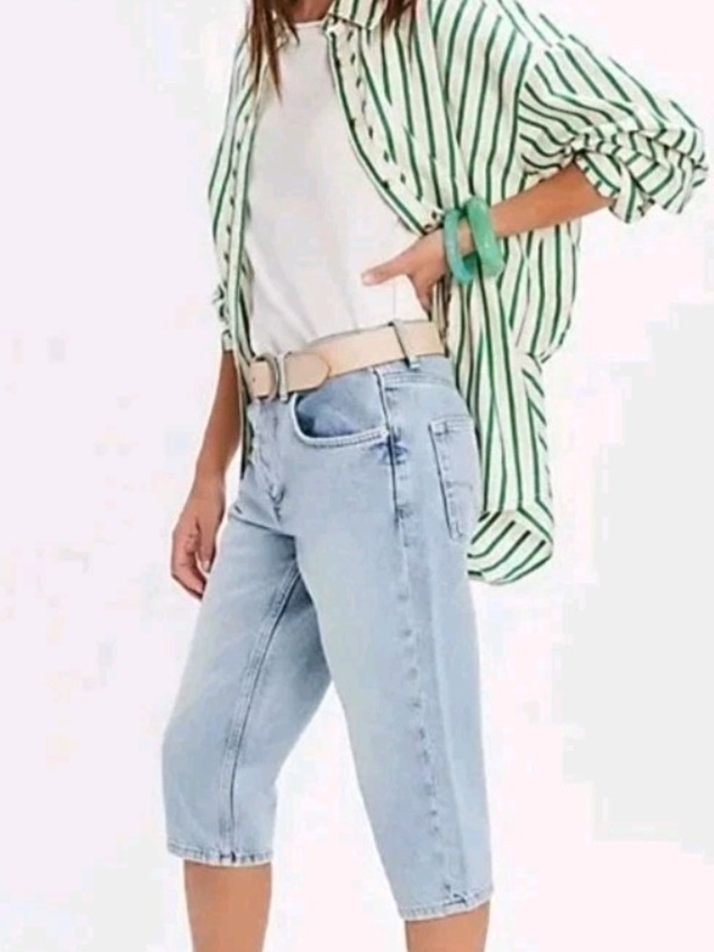 We The Free Sun City High Rise Light Blue Capri Jeans Free People New 29